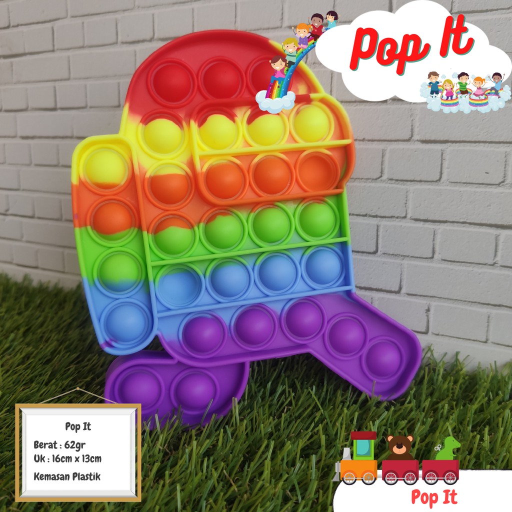 [ AMONG US LARI - RAINBOW ] Mainan Anak Squishy Fidget Toys Pop It / Popit Among Lari Rainbow