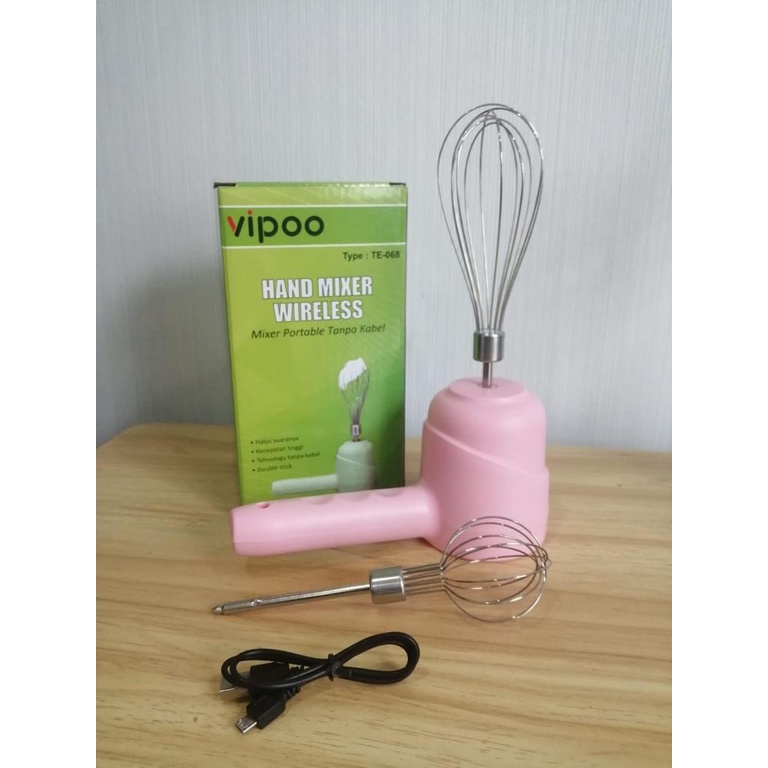 Hand Mixer Wireless VIPOO TE- 068 Blender Tangan Pengocok Telur