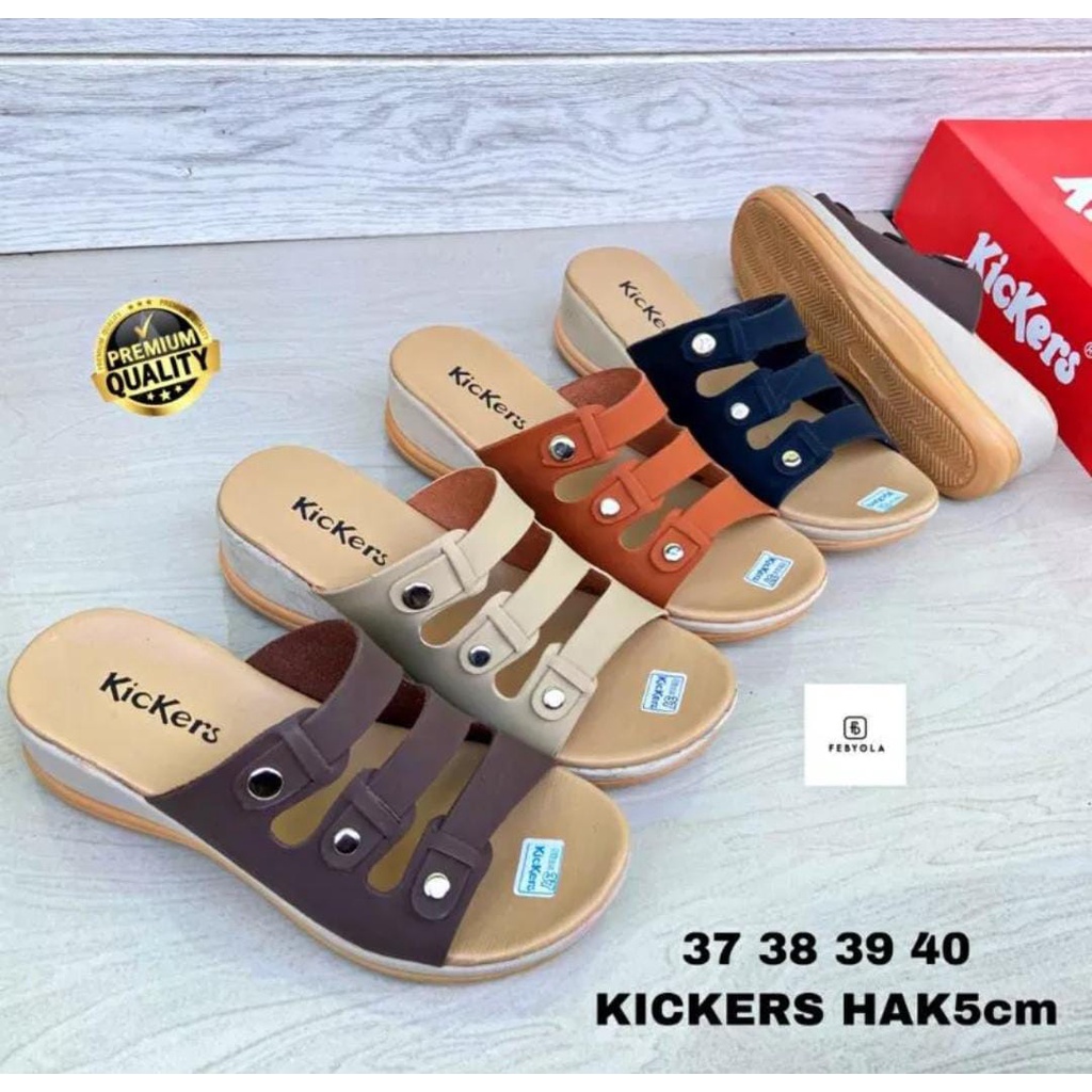 Sandal Wedges Wanita Kickers Sandal Kekinian (WEDGES BAN 3 KICKERS)