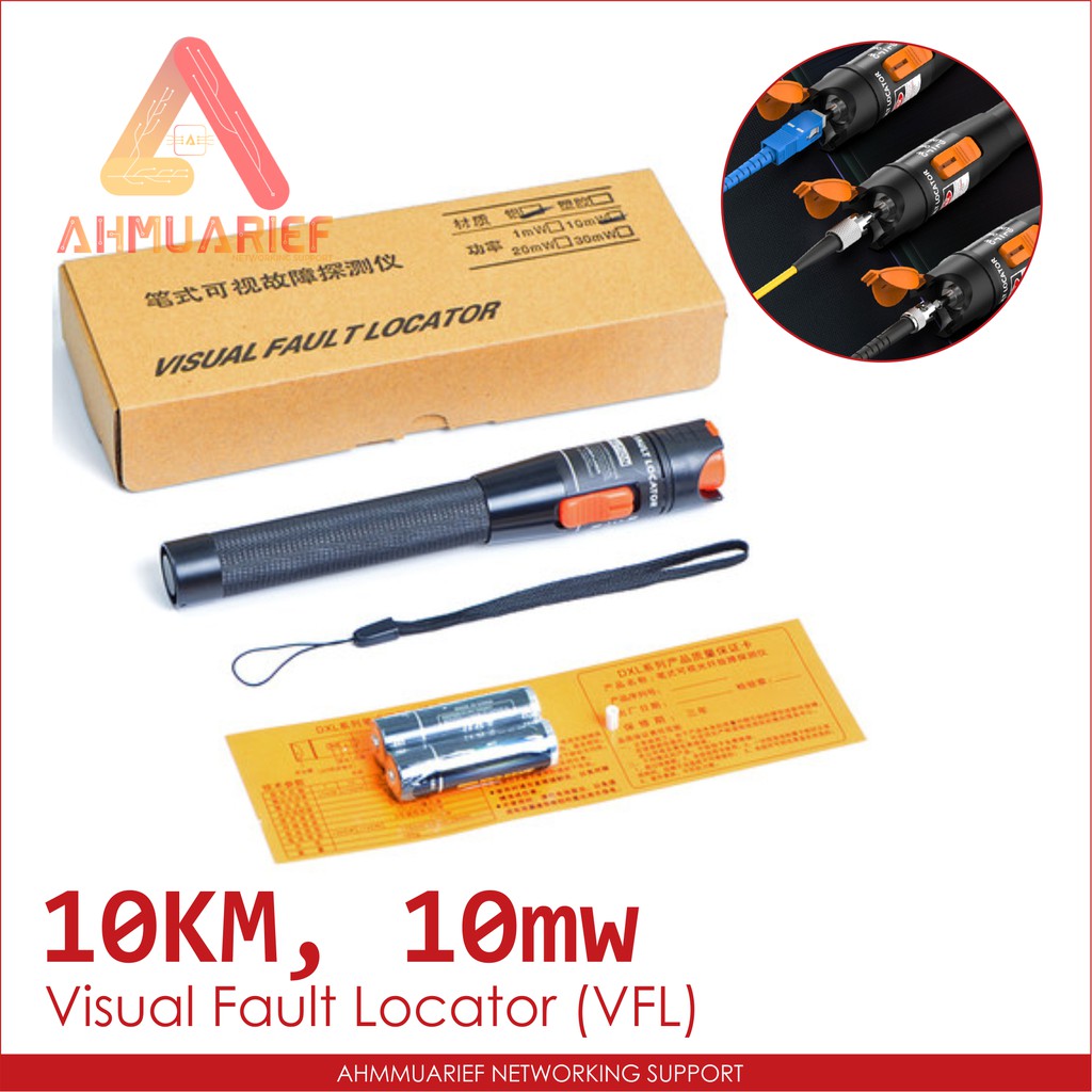 VFL Visual Fault Locator 10mW 10km Fiber Optic Laser Cable Tester Senter Fiber Optic