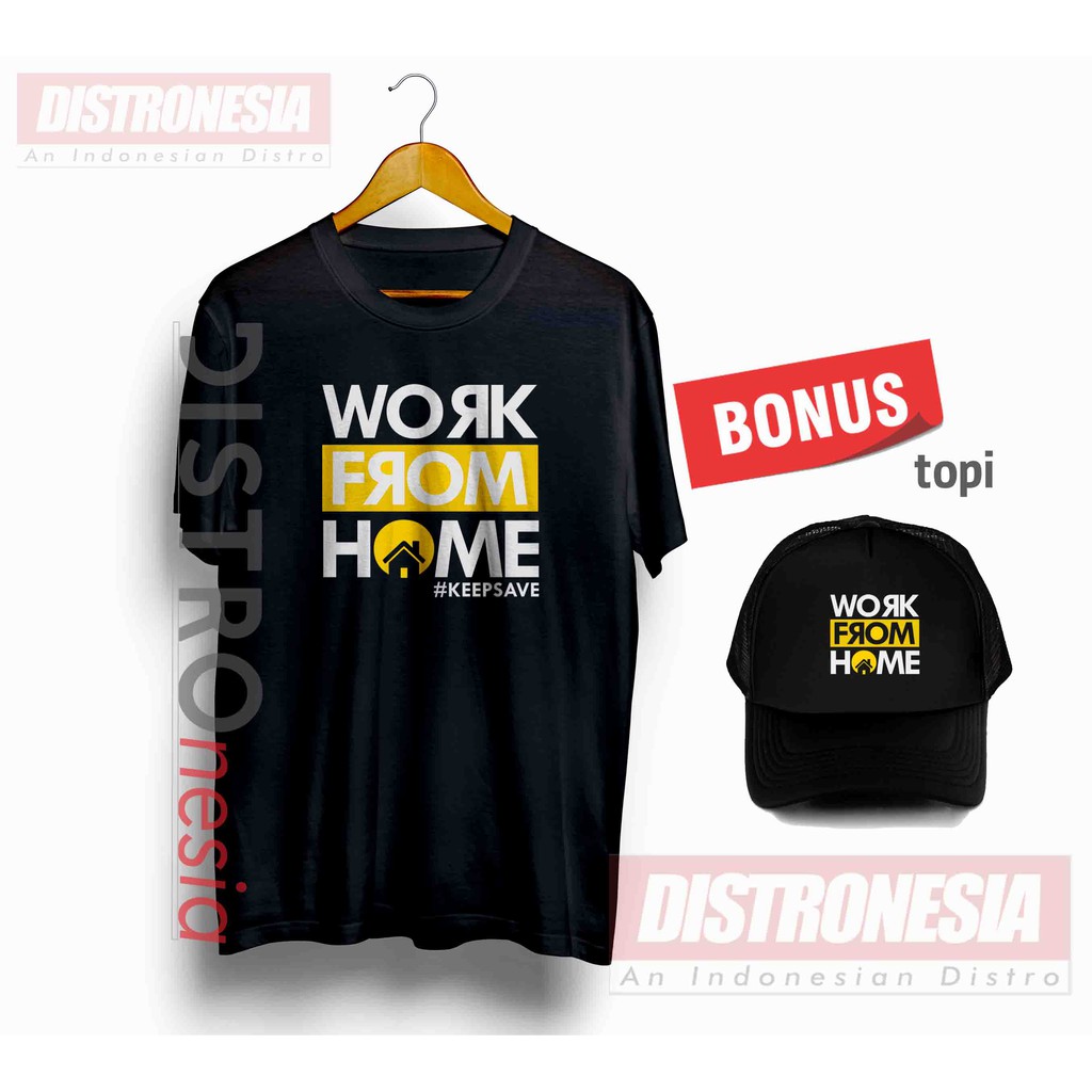 Premium Kaos Distro Work From Home Bonus Topi Distro Covid 19