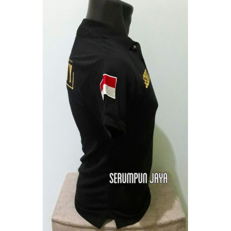 KAOS SECURITY HITAM LOGO KUNING - KAOS KERAH SECURITY - KAOS SECURITY LOGO KUNING FULL BORDIR