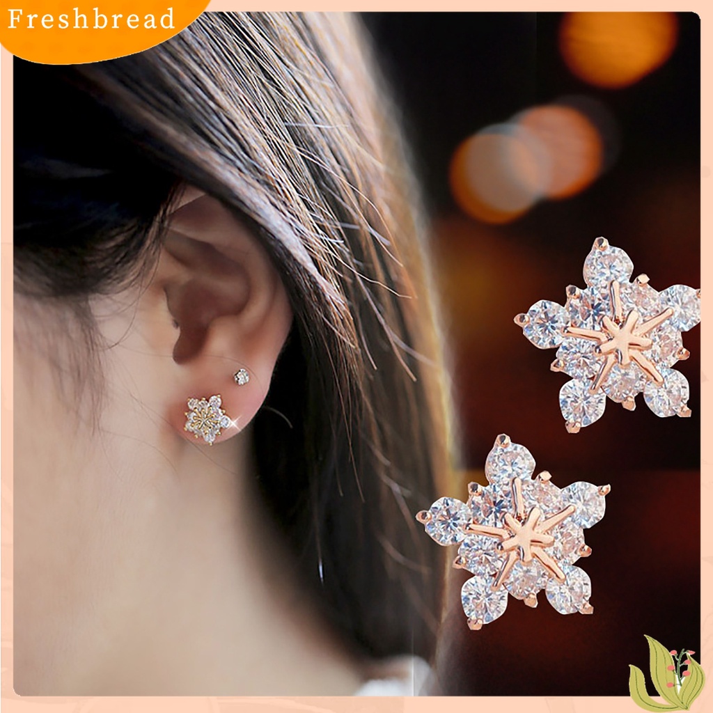 Terlaris Ear Studs Five-petal Flower Twinkling Alloy Earring Jewelry Accessory for Dating