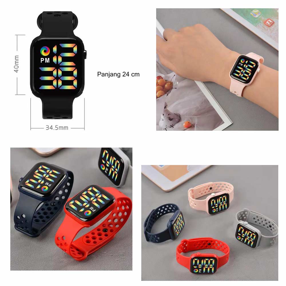 LED Watch Water Resistant - Jam Tangan Digital Pria &amp; Wanita Strap Rubber LED_8050 ( Group )