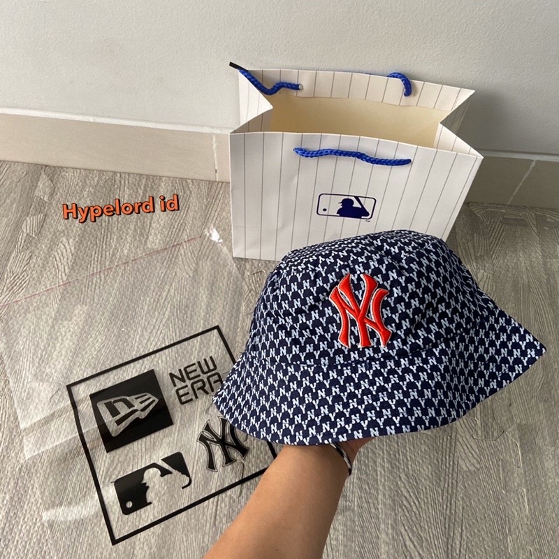 Topi Ny Newyork Bucket Hat Navy Monogram