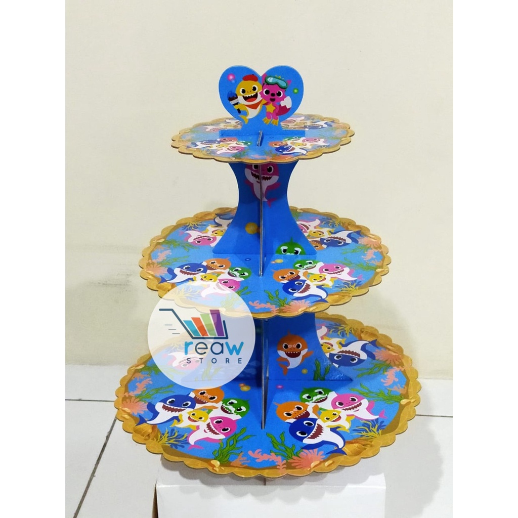 Cupcake Stand / Standing Cake Tier / Tatakan Kue Karakter Ikan Hiu Shark
