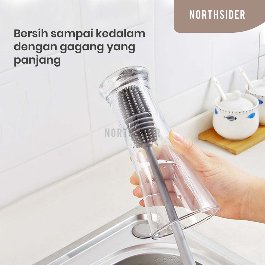 SIKAT BOTOL GELAS SILIKON GAGANG PANJANG | SILICONE BOTTLE BRUSH 2088