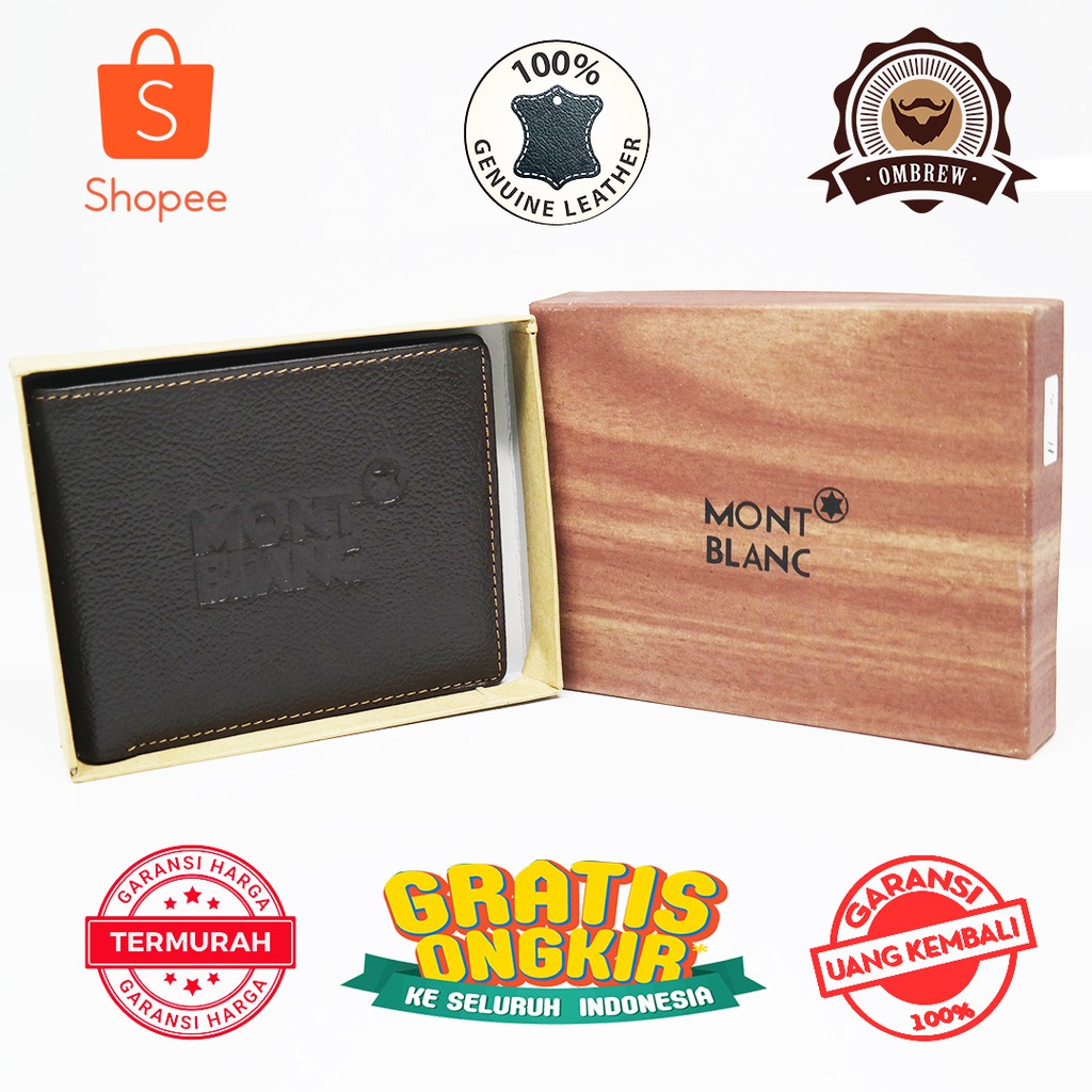 PROMO DOMPET MONTBLANC 001 MURAH PRIA WANITA KULIT DOMPET LIPAT TIDUR BERDIRI
