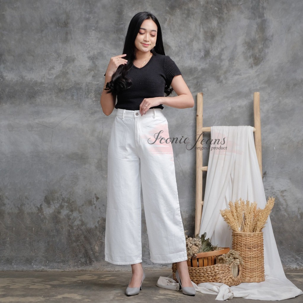 MOZZA JEANS CULLOTE/ KULOT JEANS WANITA WARNA PUTIH HITAM KHAKI CHOCO SAGE LILAC