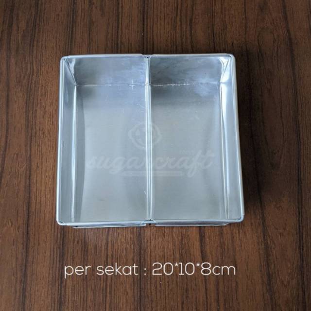 Loyang persegi sekat 2 aluminium 20cm x 10cm x 8cm bahan tebal loyang lapis surabaya cake marble bro
