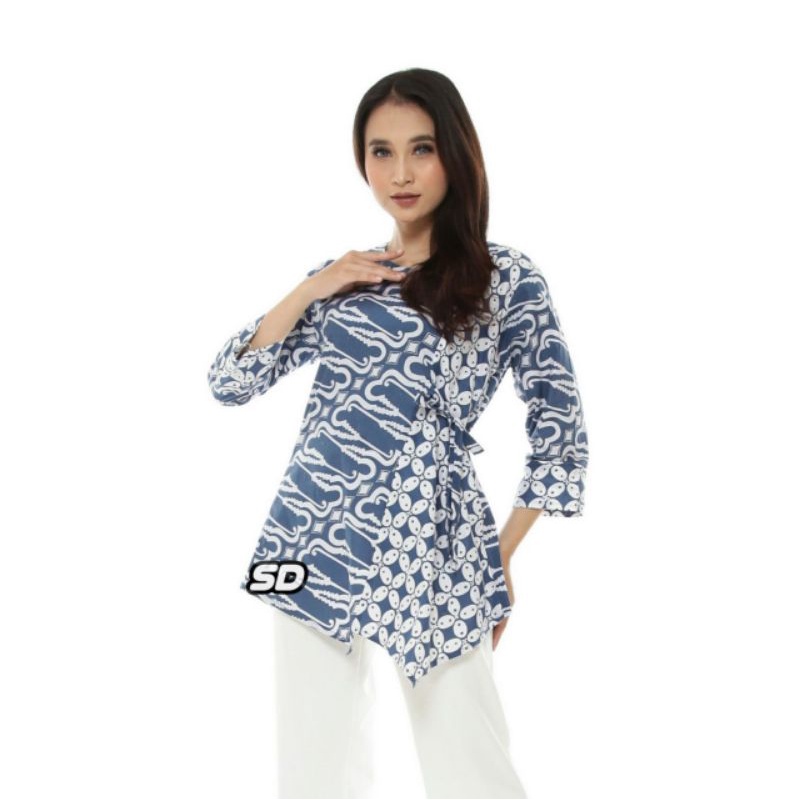 tey-17 Batik Wanita ASJ SA HRB026 Kenogo Kemeja Tosca Pendek-4