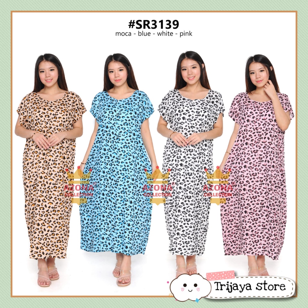 Trijaya . daster panjang bahan rayon halus / daster rayon busui / daster longdress resleting depan