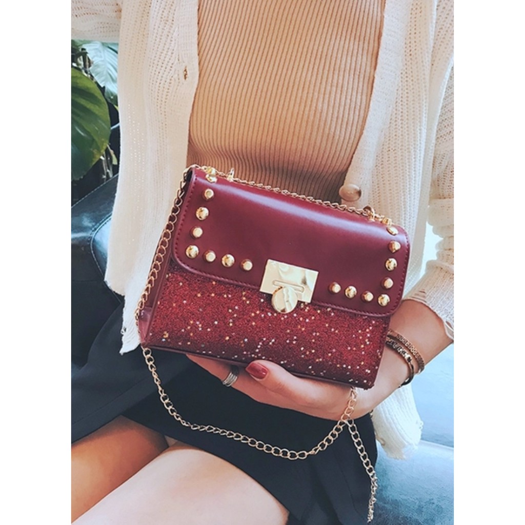 MBELLASHOP - 7861 - TAS BATAM - TAS IMPORT WANITA MURAH - TAS GLOSSY - HANDBAG - TAS SQUIN BAGUS