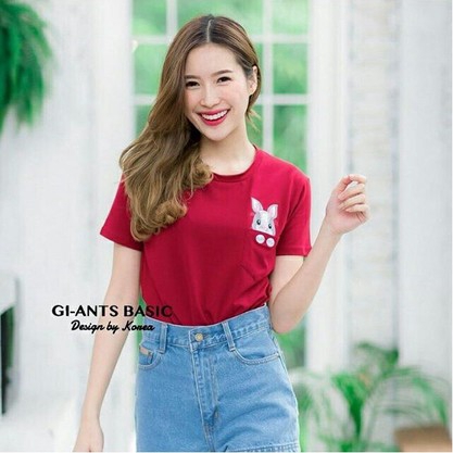 [Bunny Tee BC]Kaos wanita cotton merah