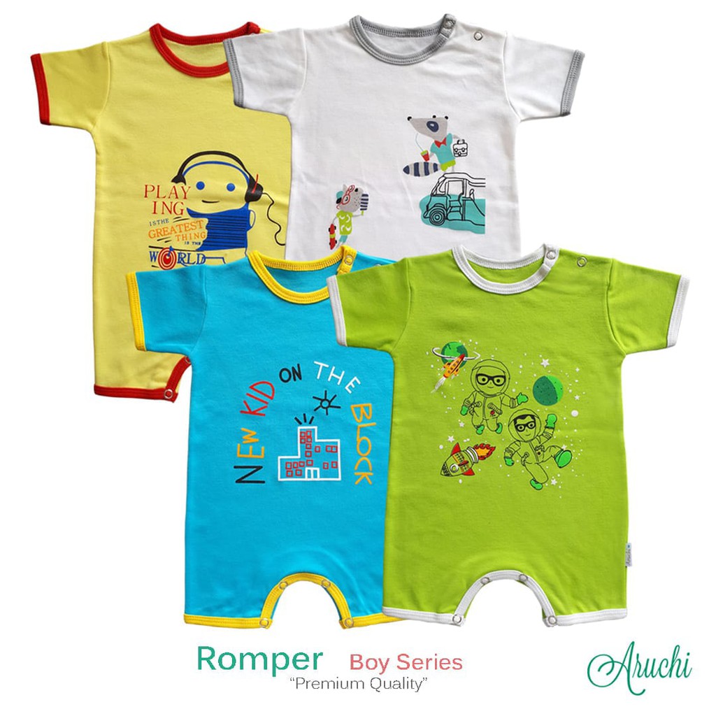 1pcs PREMIUM QUALITY Romper BODYSUIT Aruchi Boy Series 3-12bulan CBKS