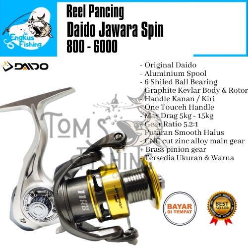 Reel Pancing Daido Jawara 800 - 6000 (6 Bearing) Aluminium Spool Murah - Engkus Fishing