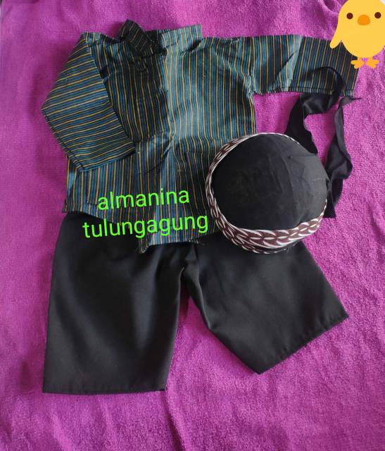 Baju surjan sorjan lurik beskap 7bln blangkon batik