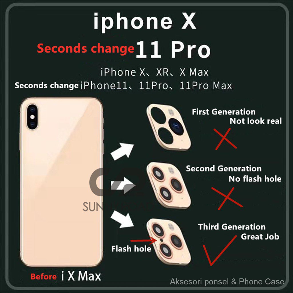 camera fake back Case For iPhone X/XS changed to iPhone 11 Pro /xr changed to iPhone 11/xsmax changed to iPhone 11promax camera fake back cover