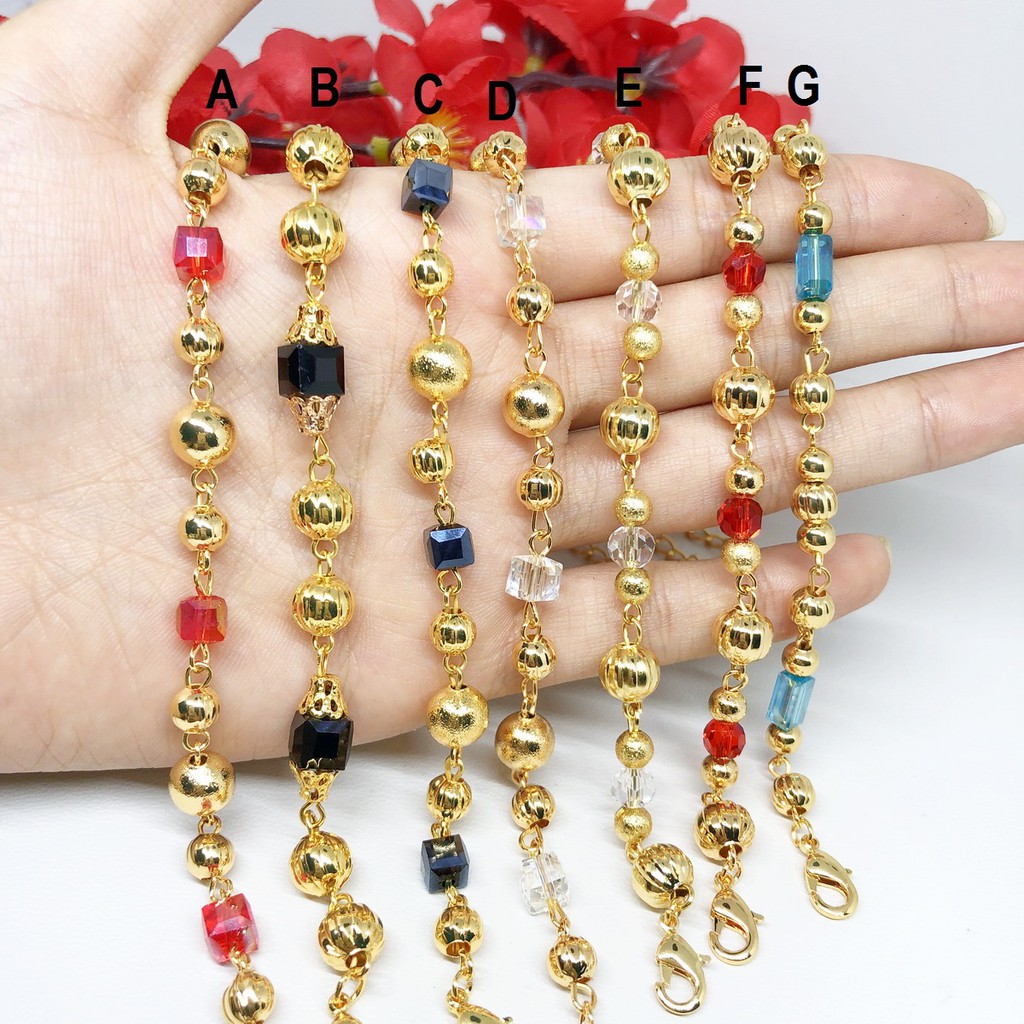 Gelang Xuping Bead Manik Warna Putih Hitam Merah Biru Gold - BB351