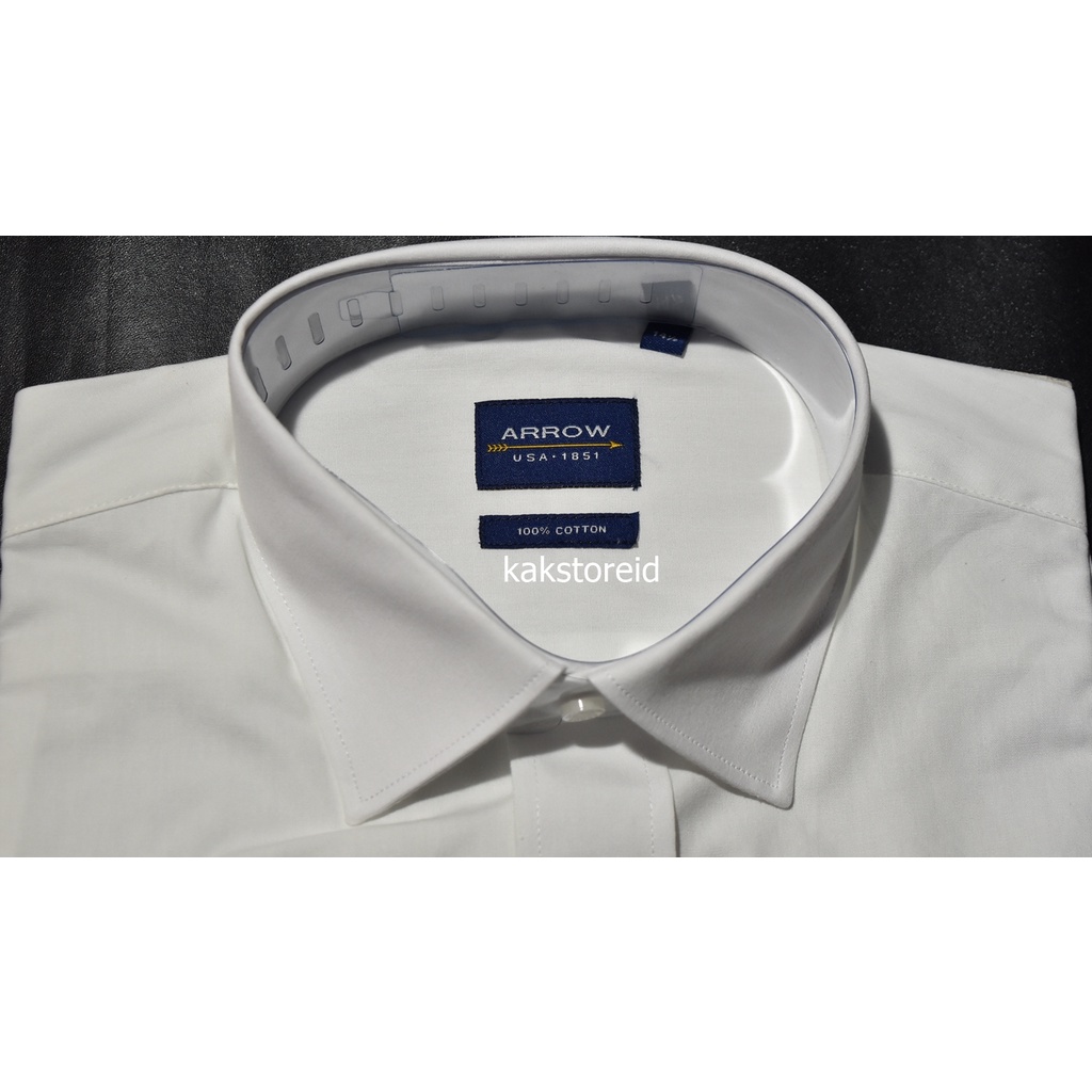 Kemeja Putih Polos 100% Full Cotton Pria Formal Lengan Pendek Bahan Halus Adem Reguler ARROW ARR 201