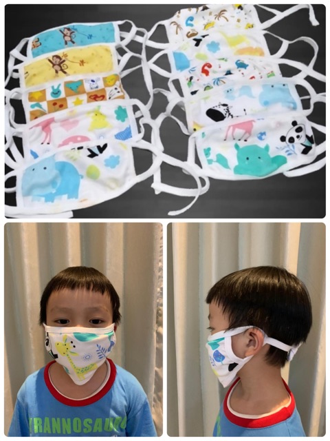 OBRAL! MASKER ANAK KAIN KAOS 100%KATUN TALI KUPING/EARLOOP DAN KEPALA/ HEADLOOP