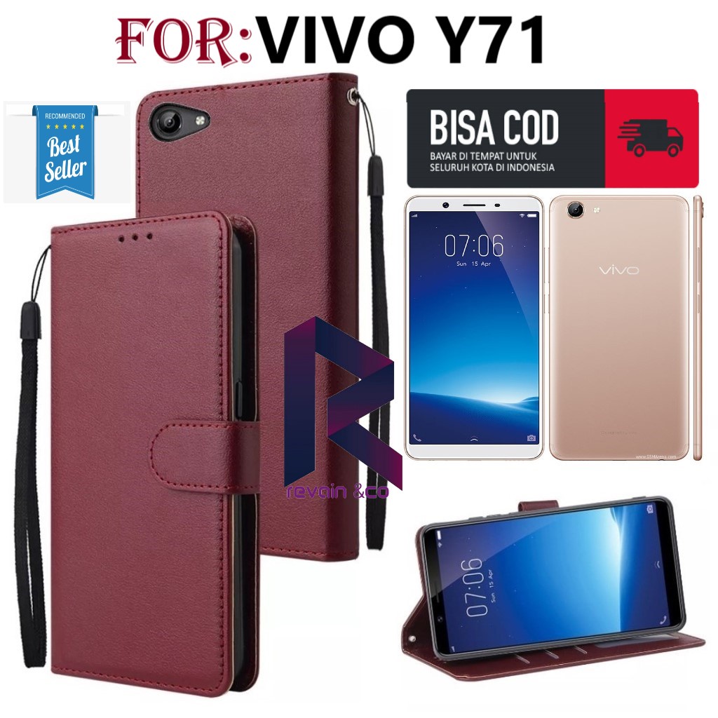 FLIP COVER VIVO Y71 CASING DOMPET FLIP WALLET LEATHER KULIT PREMIUM SARUNG BUKA TUTUP FLIP CASE VIVO Y71