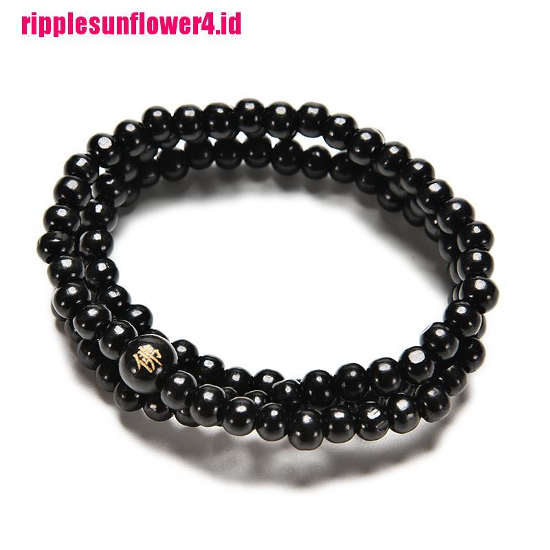 Gelang Meditasi Buddha Bahan Kayu Cendana Warna Hitam Ukuran 6x108