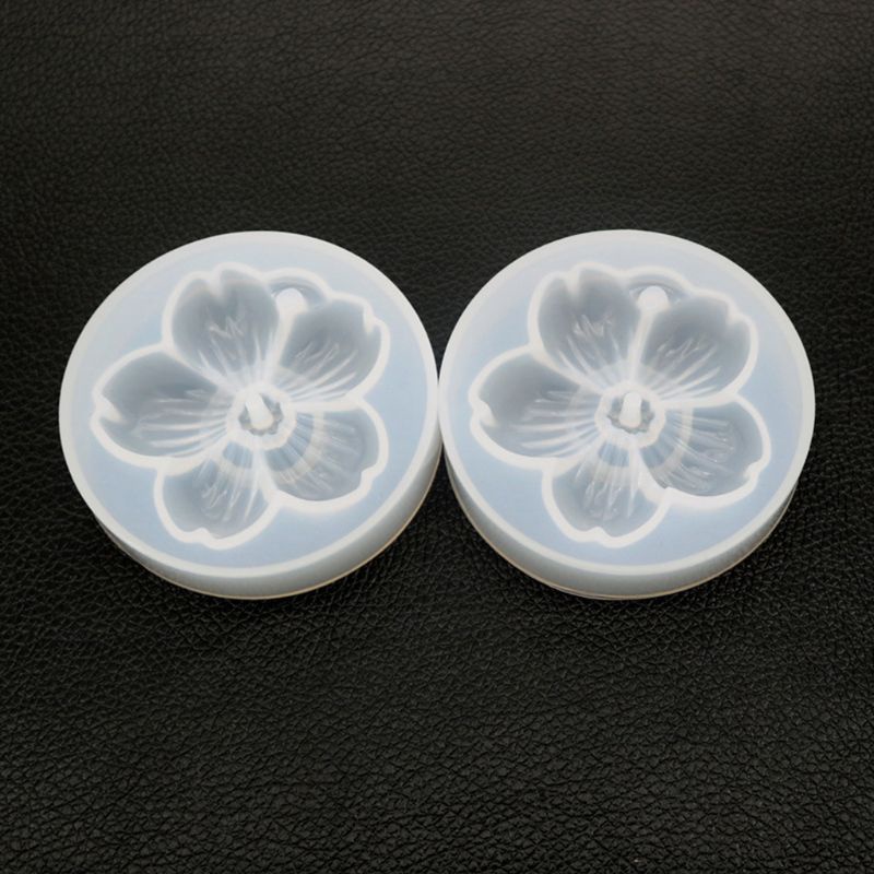 SIY  DIY Crystal Epoxy Cherry Blossoms Mold Handmade Mirror Pendant with Hole Silicone Mould