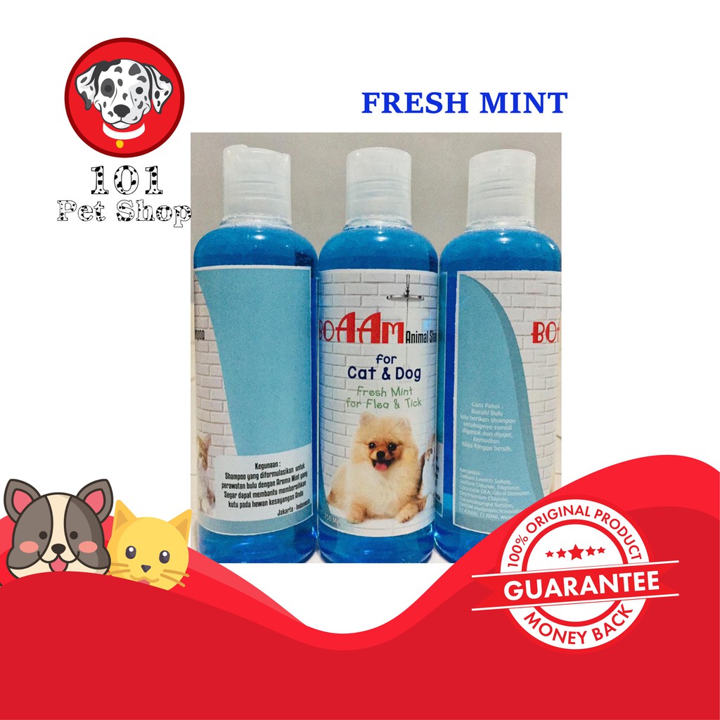 BOAAM SHAMPOO KUCING &amp; ANJING  FRESH MINT FOR FLEA &amp; TICK 250ML