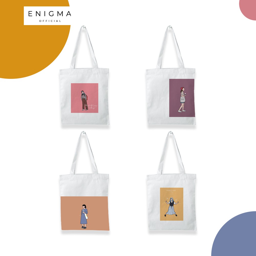 SALE TOTEBAG KANVAS ORIGINAL ENIGMA TOTEBAG KANVAS COLLECTION POSITIVE VIBES