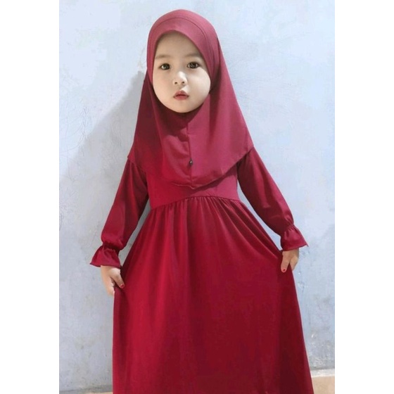 gamis anak AIRA bahan jersey polos usia 2-7tahun