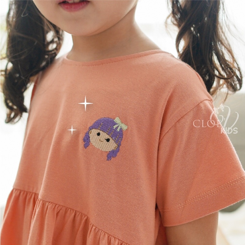 CLOEVKIDS - Mermaid Dress Casual Anak Pakaian Harian Cantik Terusan Lengan Pendek Cewek Anggun