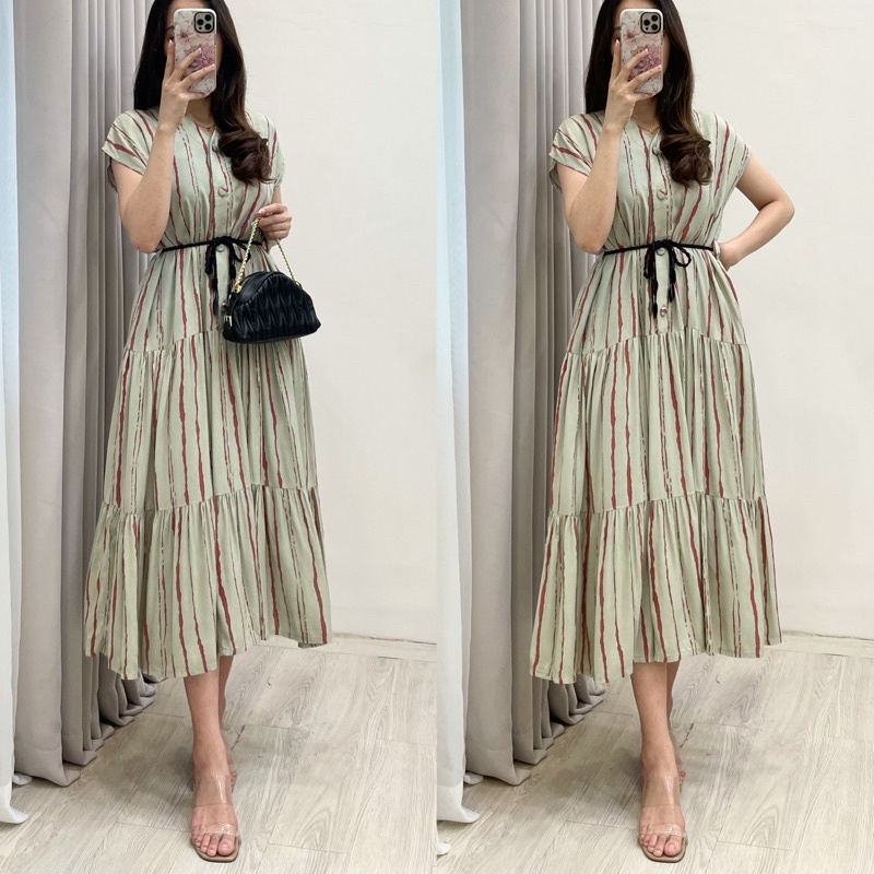Amariel Malibu Home Dress - Daster Nyaman Adem-Mlb: Sage Powline