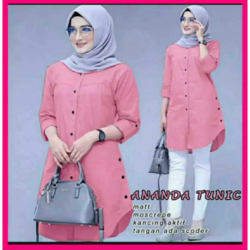 QC ANANDA TUNIC Fashion Wanita Atasan Tunic Jumbo Model Terbaru Termurah Terlaris Blouse