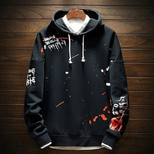 Sweater Hoodie Pria MORTE HOODIE Sweter Cowok Reglan Fleece