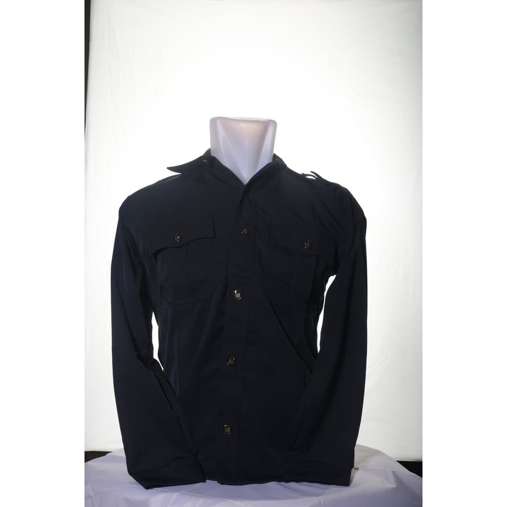 Seragam PDL Safari Lengan Panjang Biru |Seragam Safari Satpam Security