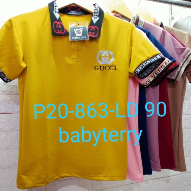 KAOS WANITA KERAH GUCCY PRETTY CUTE