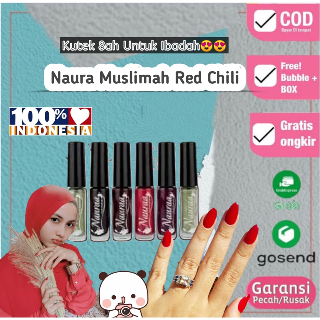 Kuku Cantik Kutek Henna Naura Muslimah Warna Cabe Merah Bisa COD Bisa Grosir