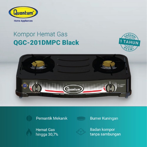 Kompor Gas Quantum 2 Tungku QGC - 201 DMPC Black