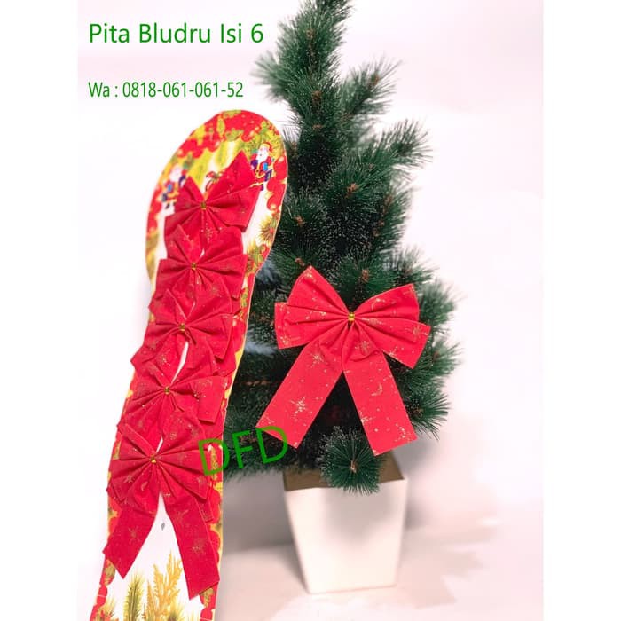 

Langsung Order Pita Bludru Natal Merah BESAR Gliter Ornamen Natal Limited