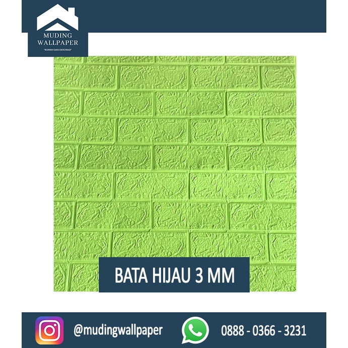 Wallpaper Bata Putih 3D Foam 77 x 70 cm-Bata Hijau 3 MM