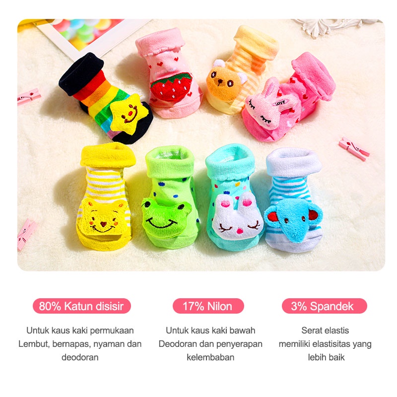 HIPPO LAND Kaos Kaki Bayi Boneka Karakter 3D Sepatu Bayi Lucu TANPA Rattle Anti Slip Murah Baby Sock Import 112-113