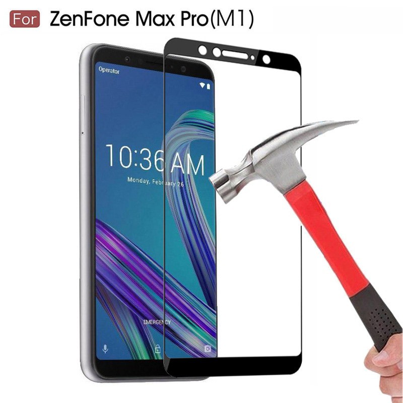 PROMO Tempered Glass ASUS Zenfone Max Pro M1 NEW TG Layar FULL COVER Black Premium Anti Gores Kaca