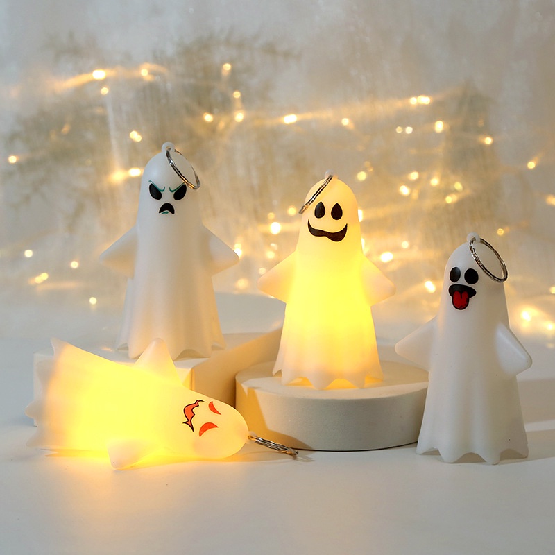 Lampu Gantung Portable Bentuk Hantu Warna Kuning Hangat Untuk Dekorasi Halloween