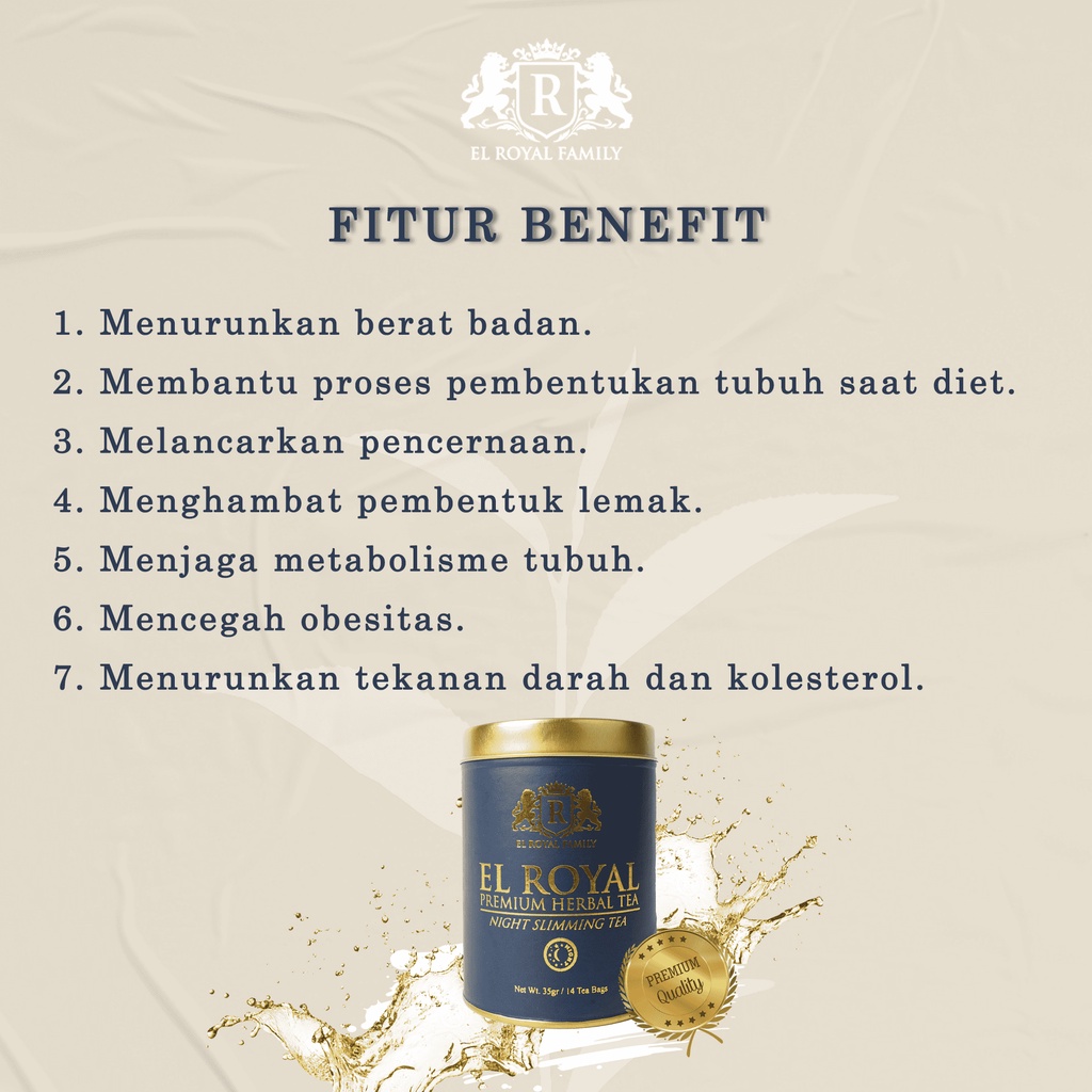 El Royal Premium Herbal Tea 1 Paket | Morning Slimming Tea - Night Slimming Tea Teh herbal untuk kesehatan tubuh dan pencernaan