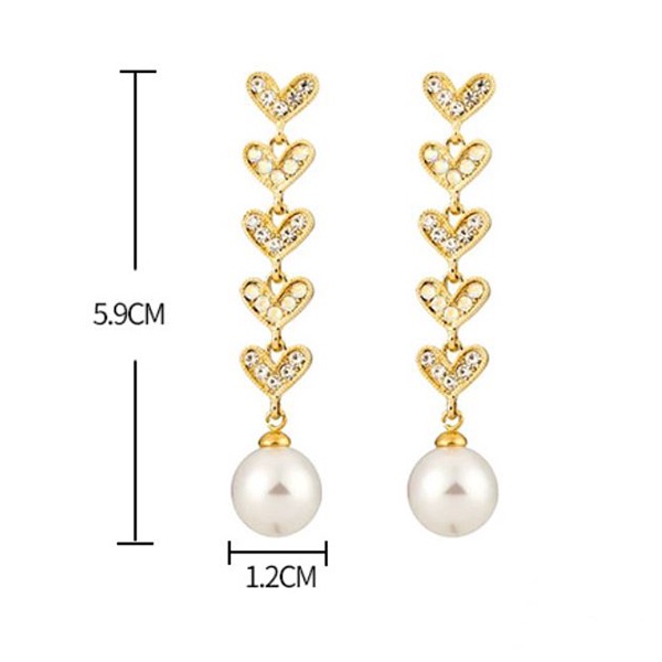 anting hati mutiara love tassel pearl earrings jan310(3g3)