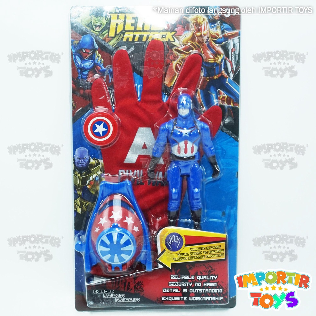 Mainan sarung Tangan Captain America dan Figure Avengers Marvel Toys Kid