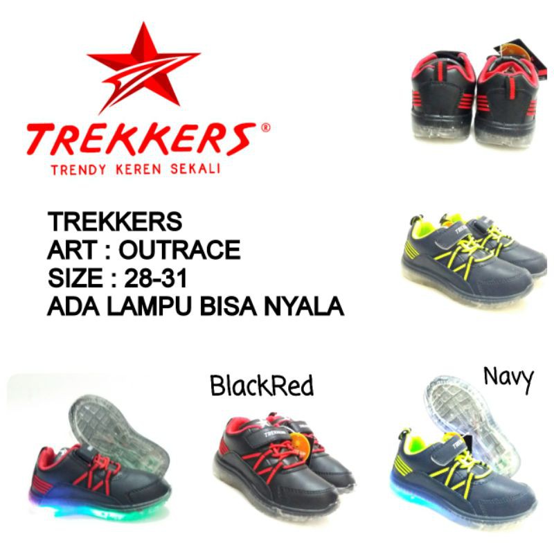 SEPATU ANAK COWOK ADA LAMPU BISA NYALA TREKKERS OUTRACE SIZE 28-31