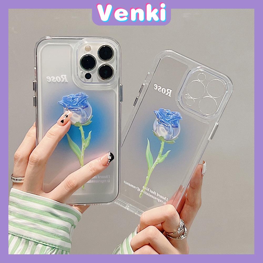 iPhone Case Luxury Silicone Soft Case Clear Case Shockproof Protection Camera Blue Rose Flower Compatible For iPhone 11 iPhone 13 Pro Max iPhone 12 Pro Max iPhone 7Plus iPhone xr