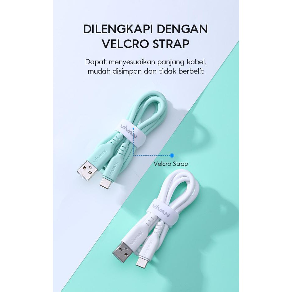 Vivan VSC100 2.4A Type C 5V 1m Silicon Full SR Coverage Quick Charge Data Cable